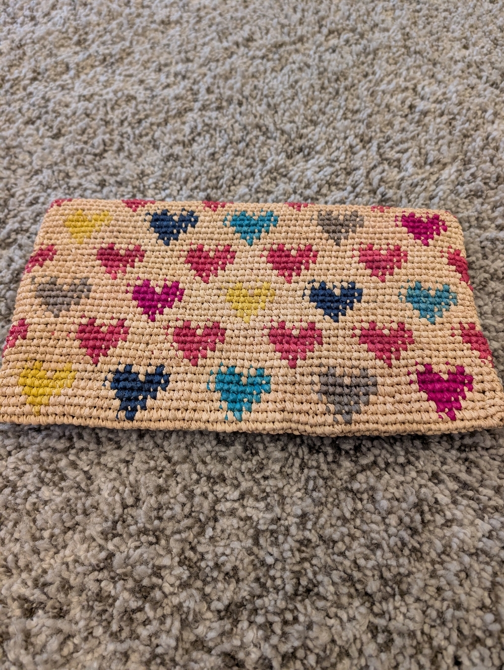 Mar Y Sol Handwoven Heart Pattern Foldover Clutch With Zipper
